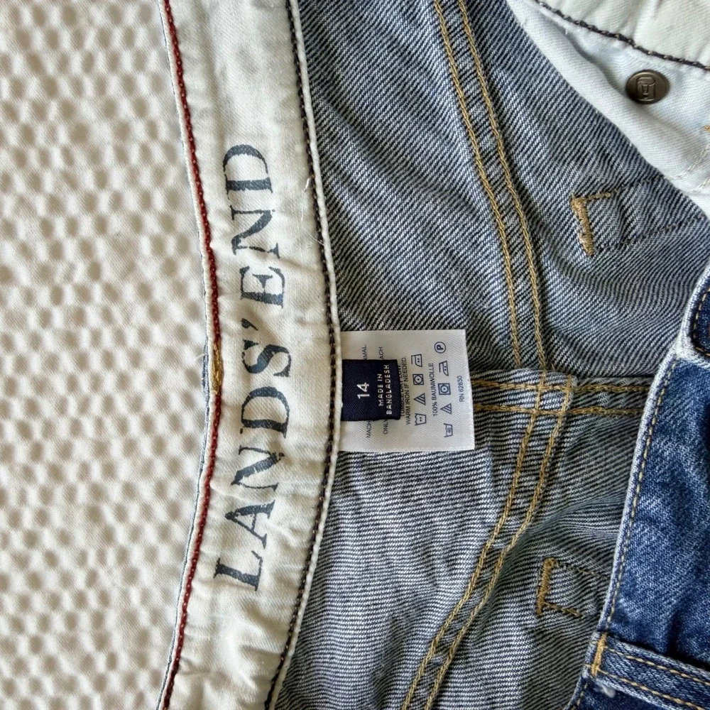 Lands End Womens‎ 14 High Rise Straight Leg Blue Denim Mom Jeans 100% Cotton